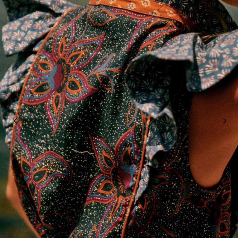 Sezane Chiara Shirt Floral Mix NWOT 36 (4) - Picture 4 of 6